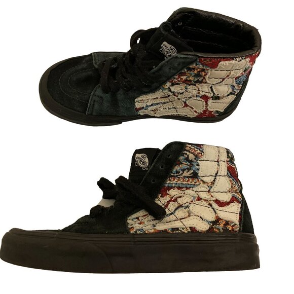 VANS Hazy Bones Sk8-Hi Black Grunge Tapestry Bone Cutout Shoes (M 3.5, W 5.0) - Picture 4 of 10